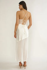 Golden Era Sheer Waist Maxi Dress Oyster