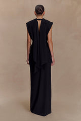 Giulia Chiffon Draped Maxi Dress - Black