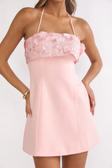 Sunbeam Kiss Foldover Floral Bust Mini Dress Blush