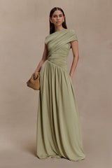 Ayeshya Slinky Asymmetric Maxi Dress - Sage
