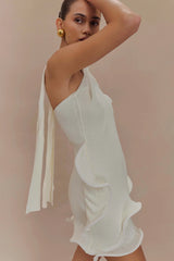 Caprice Halter Knit Mini Dress - White