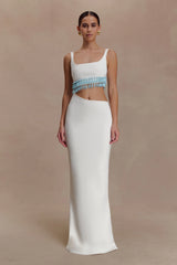 Ruvic Knit Maxi Beaded Dress - White
