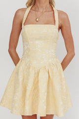Serrah Halter Mini Dress Jacquard Butter
