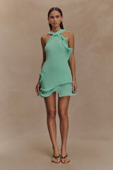 Caprice Halter Knit Mini Dress - Lagoon