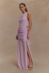 Daria Draped Chiffon Maxi Dress - Light Lilac